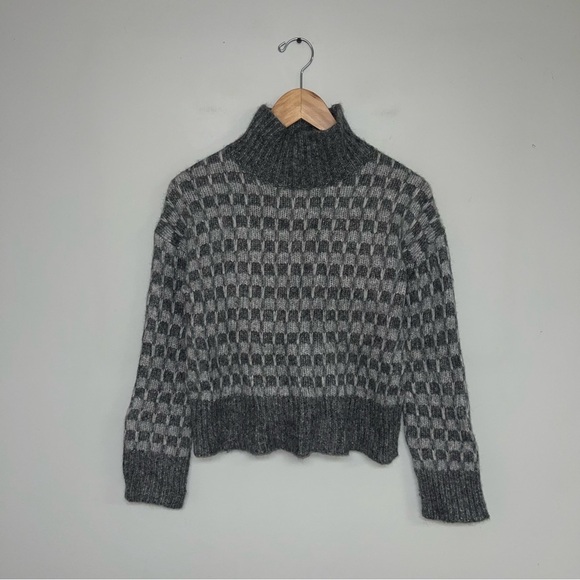 Everlane Sweater Women's Size Extra‎ Small Two-tone Grey Wool Alpaca Turtleneck - Picture 2 of 8